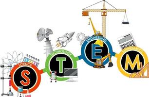 banner de logotipo de educação de haste com elementos de ícone de aprendizagem vetor