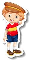 Adesivo de um menino usando chapéu de personagem de desenho animado vetor
