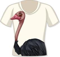 frente da camiseta com estampa de avestruz vetor