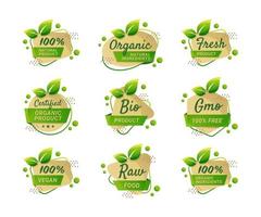 rótulo de alimentos orgânicos coleção de produtos bio naturais vetor