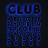 Azul &#39;CLUB&#39; neon typeset, vetor