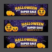 conjunto de banner de venda de festa de halloween vetor