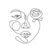 pôster abstrato com rosto de mulher mínimo abstrato com rosa vetor