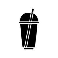 ícone de glifo preto de copo descartável de plástico vetor