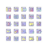 conjunto de ícones de cores rgb de plataformas online vetor