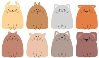 coleção de gatos bonitos dos desenhos animados em cores diferentes vetor