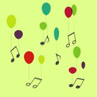 Notas musicais, penduradas, ballons, vetorial vetor