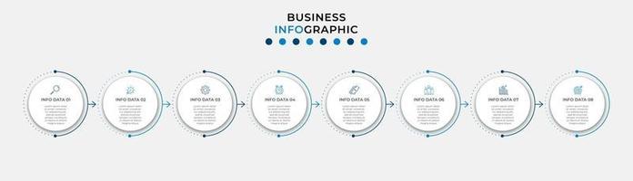 modelo de design de infográfico com ícones e 8 opções ou etapas vetor