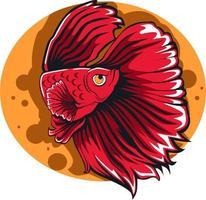ilustração de peixe betta vermelho desenho à mão vetor
