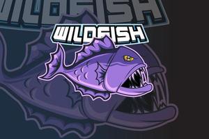 design de logotipo de esporte de mascote de peixe selvagem vetor