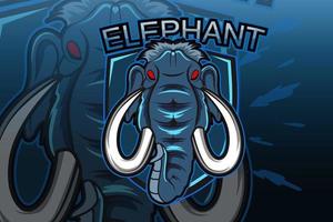 Modelo de logotipo de equipe de e-sports com elefante vetor