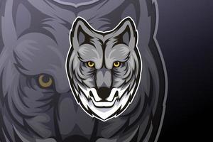 design do logotipo da mascote esportiva editável e personalizável do lobo vetor