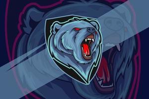 logotipo do urso irritado esport e mascote do esporte vetor