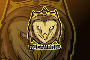 logotipo do mascote king head owl para esportes e esportes eletrônicos vetor