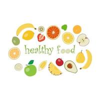 coleta de alimentos saudáveis com frutas coloridas vetor
