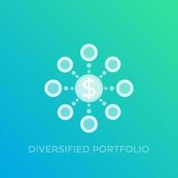 diversificação, ícone de vetor de portfólio diversificado