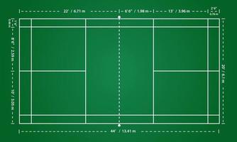 campo de badminton interno com detalhes de tamanho da área vetor