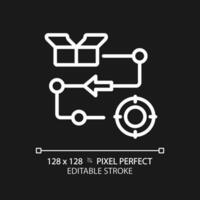 pixel perfeito editável branco Entrega processo ícone, isolado vetor, produtos gestão fino linha ilustração. vetor