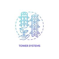 2d gradiente torre sistemas ícone representando vertical agricultura e hidroponia conceito, isolado vetor, fino linha ilustração. vetor