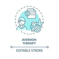 2d editável aversão terapia azul fino linha ícone conceito, isolado vetor, monocromático ilustração representando comportamental terapia. vetor