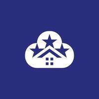 moderno e sofisticado nuvem Estrela casa logotipo. inicial Estrela cobertura monograma. vetor