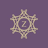 inicial carta z floral ornamental fronteira círculo quadro, Armação logotipo vetor