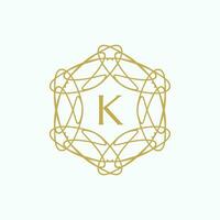 inicial carta k floral ornamental fronteira círculo quadro, Armação logotipo vetor