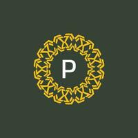 carta p medalhão emblema inicial círculo crachá logotipo vetor