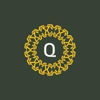 carta q medalhão emblema inicial círculo crachá logotipo vetor