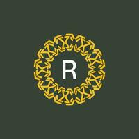 carta r medalhão emblema inicial círculo crachá logotipo vetor