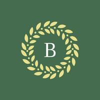 moderno e natural carta b verde folhas floral logotipo vetor