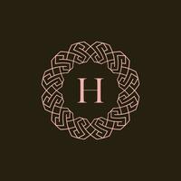 inicial carta h ornamental fronteira círculo quadro, Armação logotipo vetor