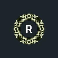 logotipo iniciais carta r. logotipo emblema círculo elegante e orgânico. volta padronizar enfeite vetor