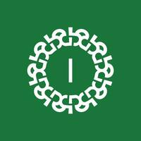 emblema logotipo iniciais carta eu. natural e orgânico círculo emblema logotipo. adequado para ambientalmente Sediada empresas vetor