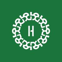 emblema logotipo iniciais carta h. natural e orgânico círculo emblema logotipo. adequado para ambientalmente Sediada empresas vetor