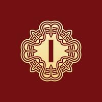 elegante e único inicial carta Eu oriental enfeite alfabeto emblema logotipo vetor