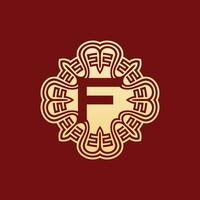 elegante e único inicial carta f oriental enfeite alfabeto emblema logotipo vetor