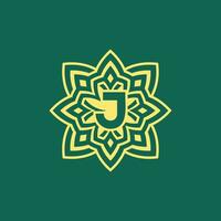 amarelo verde moderno e elegante inicial carta j simétrico floral estético logotipo vetor