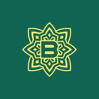 amarelo verde moderno e elegante inicial carta b simétrico floral estético logotipo vetor