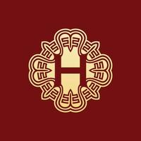 elegante e único inicial carta h oriental enfeite alfabeto emblema logotipo vetor