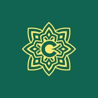 amarelo verde moderno e elegante inicial carta c simétrico floral estético logotipo vetor