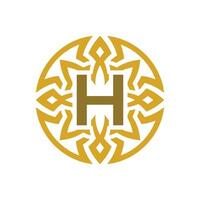 elegante emblema crachá inicial carta h étnico antigo padronizar círculo logotipo vetor