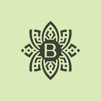 inicial carta b floral ornamental fronteira quadro, Armação logotipo vetor
