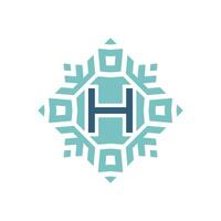 inicial carta h abstrato floco de neve quadrado emblema logotipo vetor