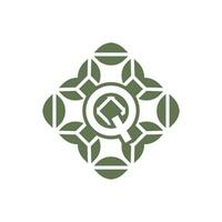 inicial carta q orgânico natural verde alfabeto logotipo vetor