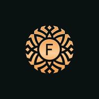 inicial carta f abstrato floral medalhão emblema logotipo vetor