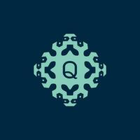 inicial carta q logotipo. uma dinâmico emblema do Ciência, saúde, e inovação vetor