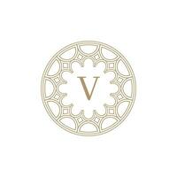 inicial carta v ornamental emblema quadro, Armação círculo padronizar logotipo vetor