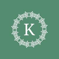inicial carta k ornamental futurista círculo padronizar quadro, Armação emblema logotipo vetor