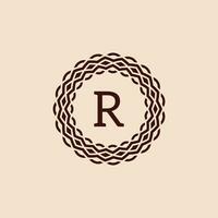 simples e elegante inicial carta r ornamental círculo quadro, Armação logotipo vetor